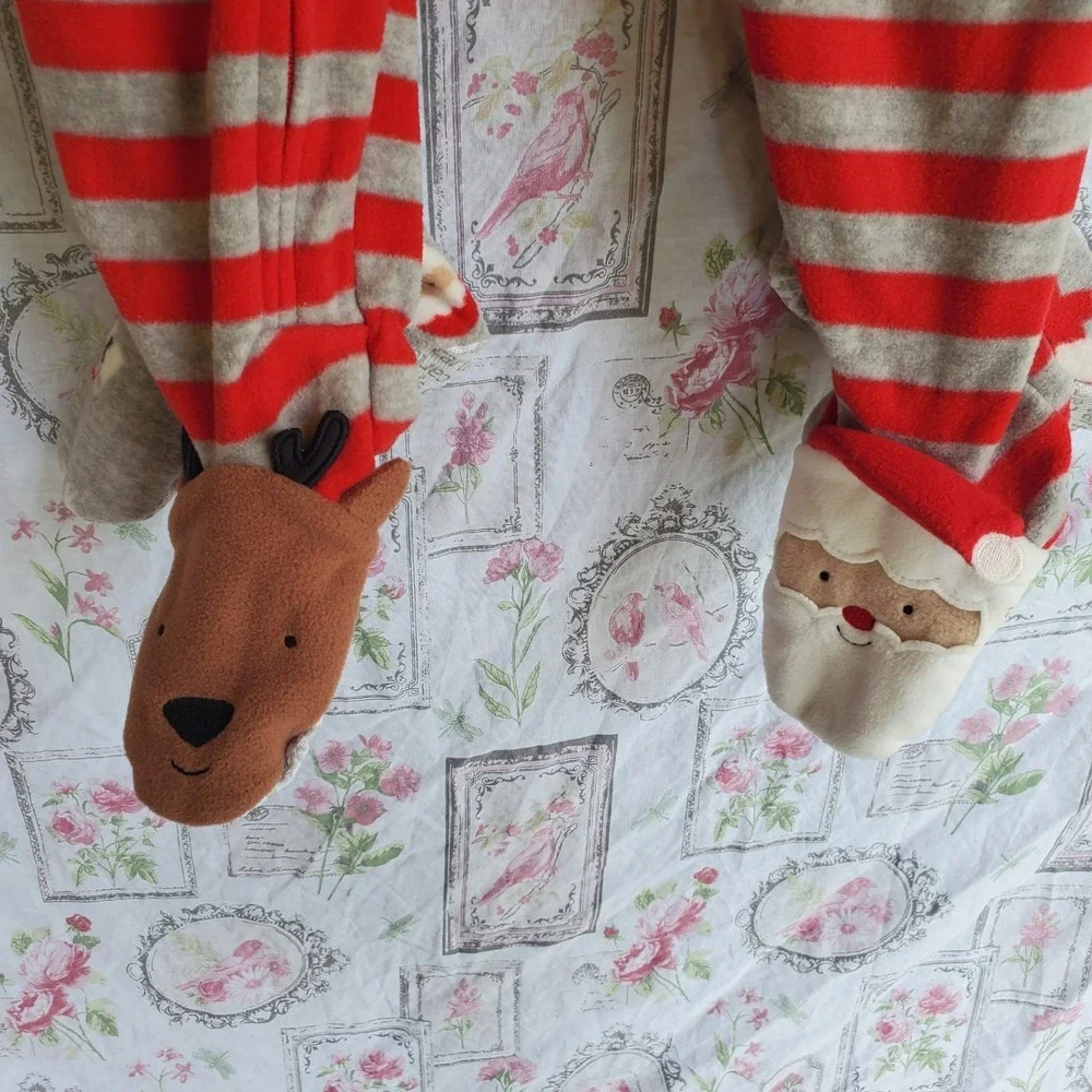 NWT Carters Unisex 3T Holiday Sleeper Pajamas Set Of‎ 2 Santa Clause